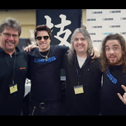 Mike Himmel at the South Carolina Guitar Show with Team BOSS/Roland (l to r) Dan Quisenberry, Mike Himmel, Greg Thompson from Music N More, and Austin Sandick 